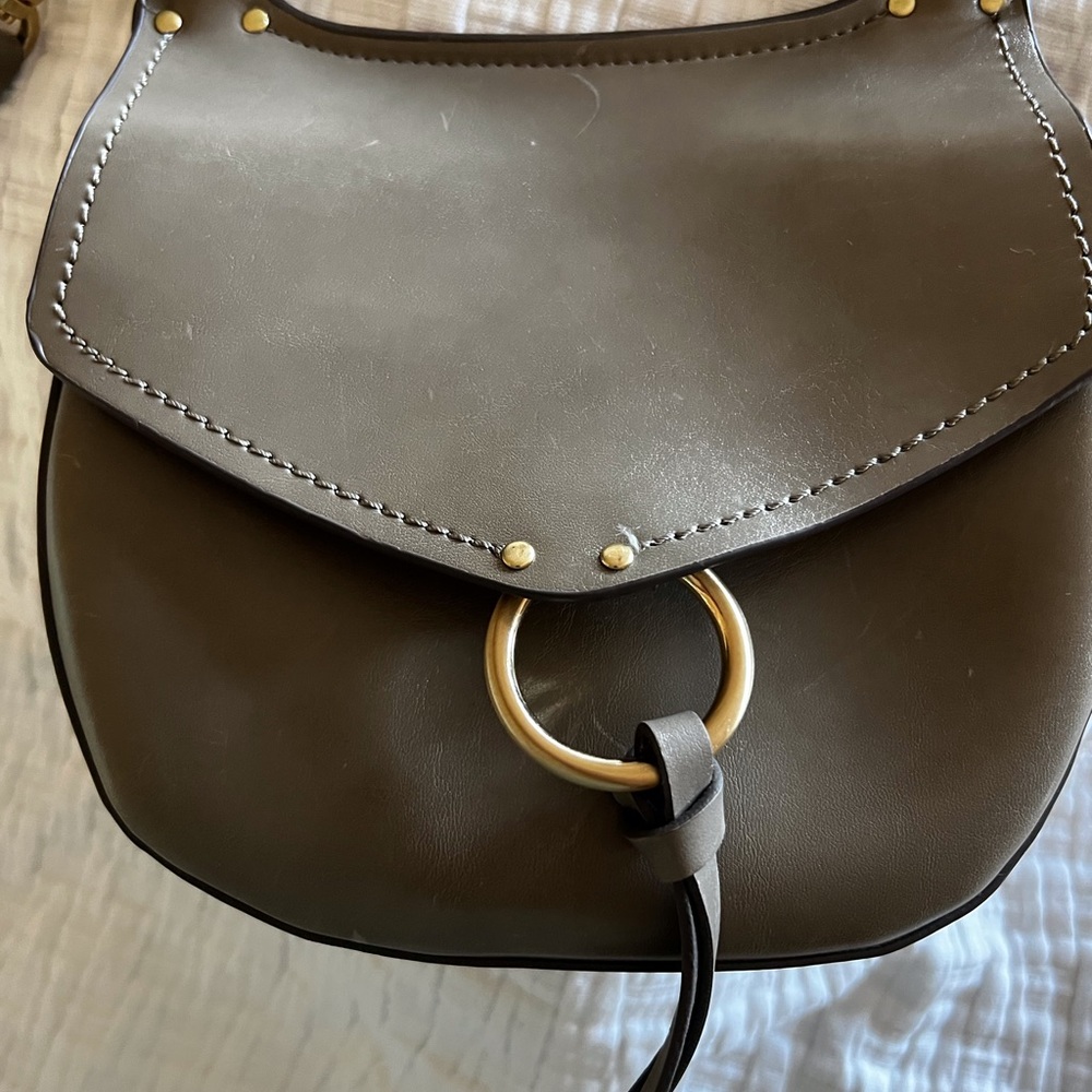 Zara Gray Crossbody Bag with Gold Accents